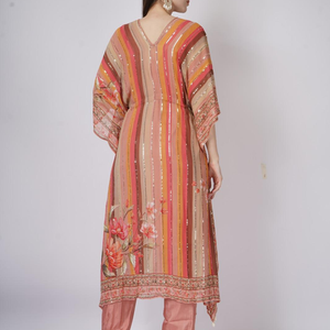 Georgette Indo Western with Sequins and Printed Embroidery 2