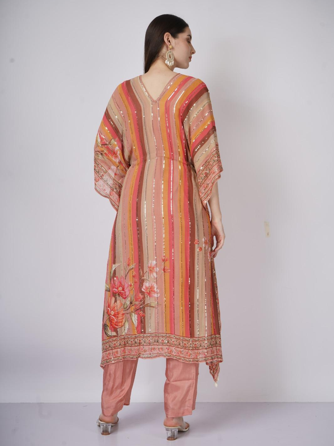 Georgette Indo Western with Sequins and Printed Embroidery 2