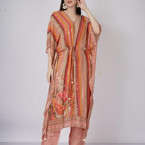 Georgette Indo Western with Sequins and Printed Embroidery 3
