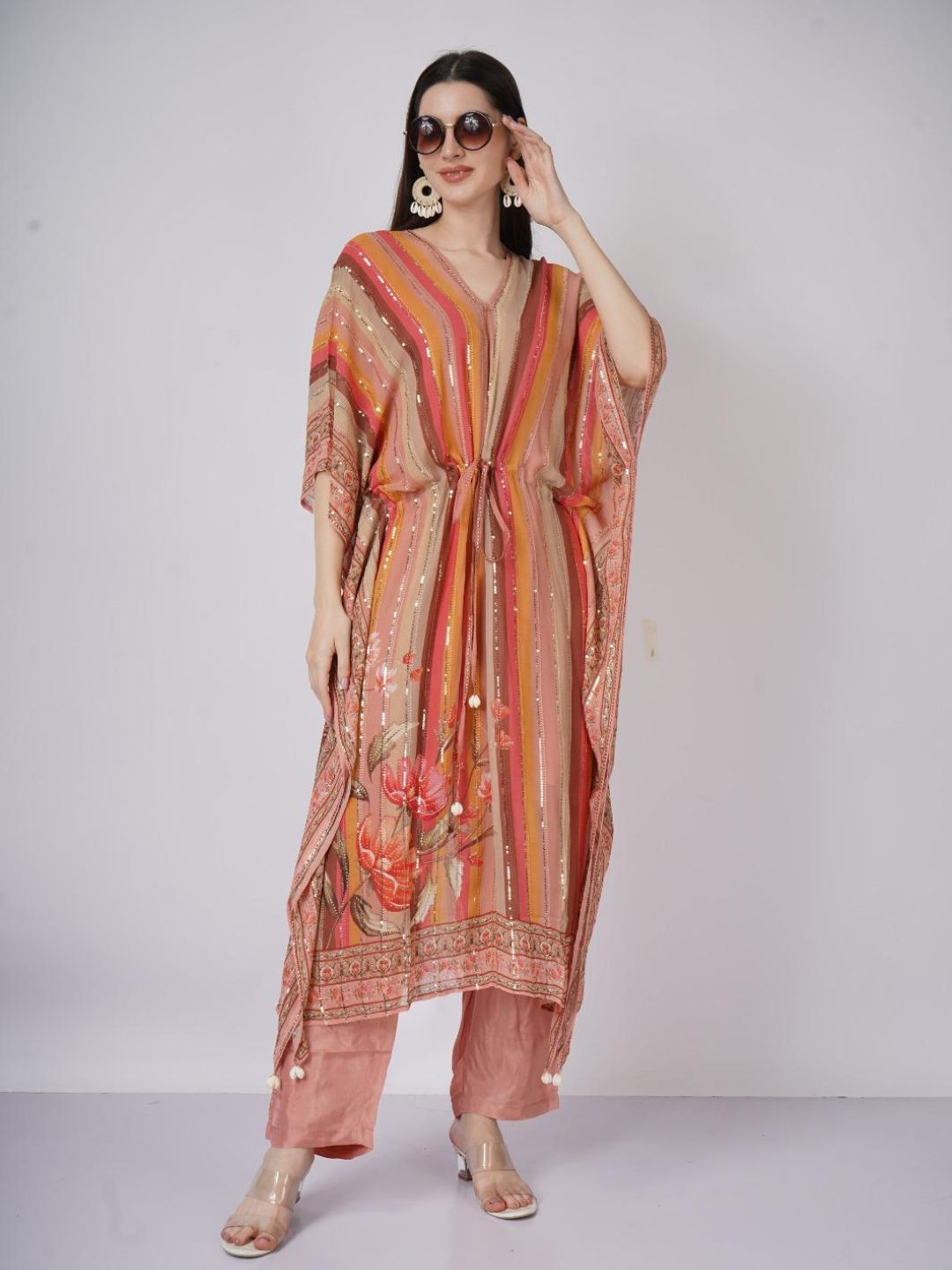 Georgette Indo Western with Sequins and Printed Embroidery 3