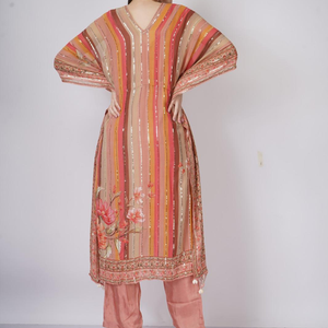 Georgette Indo Western with Sequins and Printed Embroidery 4