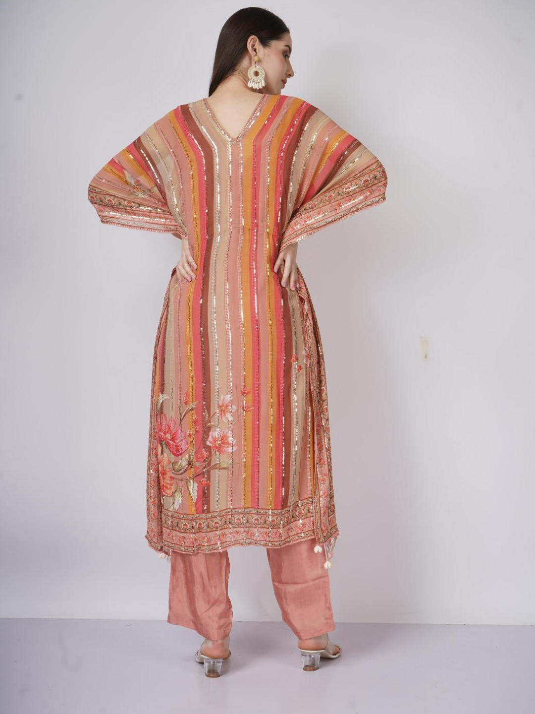 Georgette Indo Western with Sequins and Printed Embroidery 4