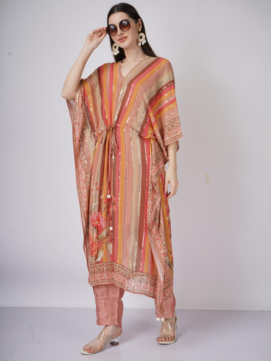 Georgette Indo Western with Sequins and Printed Embroidery 5