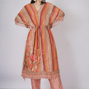 Georgette Indo Western with Sequins and Printed Embroidery 6