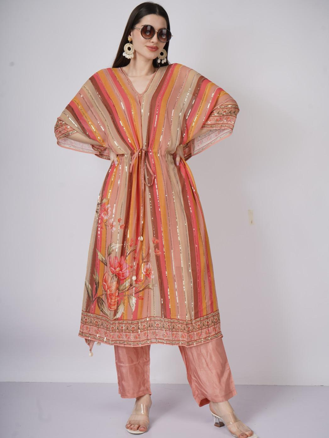 Georgette Indo Western with Sequins and Printed Embroidery 6