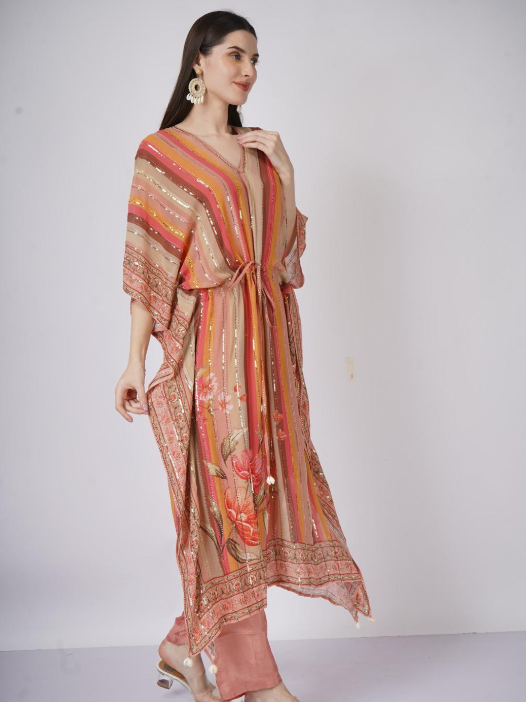 Georgette Indo Western with Sequins and Printed Embroidery 7