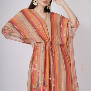 Georgette Indo Western with Sequins and Printed Embroidery 8