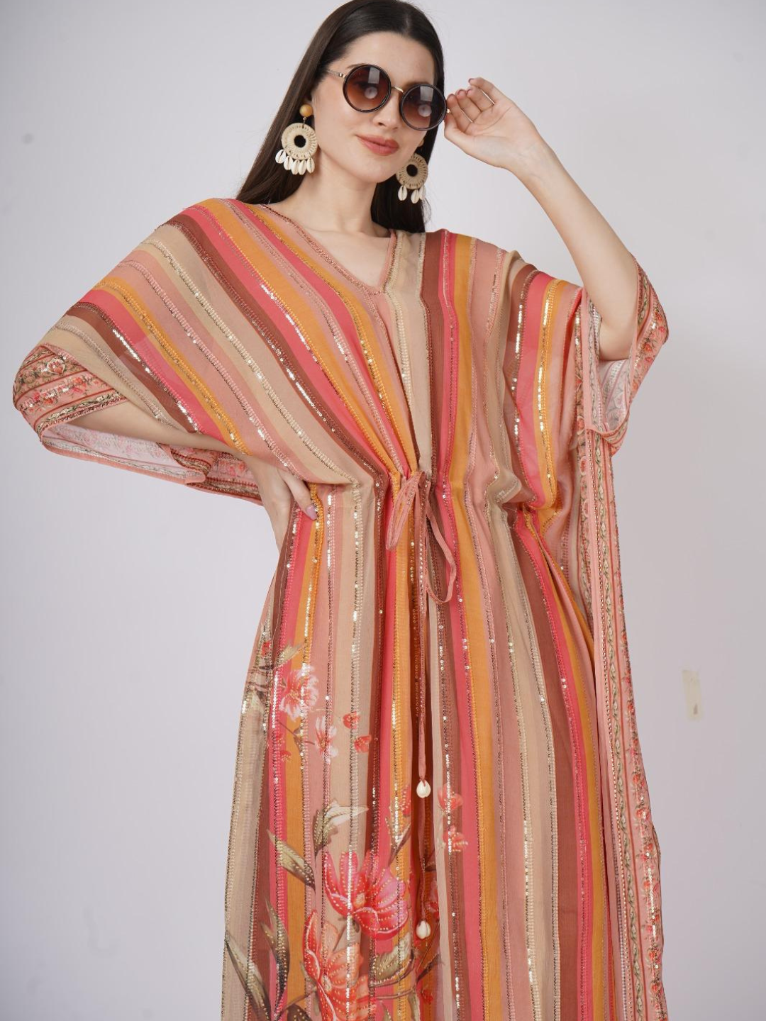 Georgette Indo Western with Sequins and Printed Embroidery 8