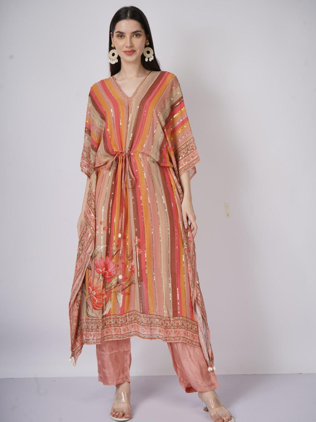 Georgette Indo Western with Sequins and Printed Embroidery 9