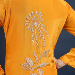 Mustard Crepe Indo Western with Cutdana & Sequins Work