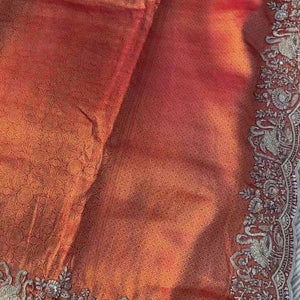 Rani Brocade Unstitched Saree Embellished With Zari, Moti & Cutdana Work