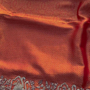 Rani Brocade Unstitched Saree Embellished With Zari, Moti & Cutdana Work