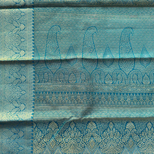 Green Banarasi Kanjivaram Unstitched Saree Embellished With Zari Work