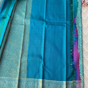 Green Banarasi Kanjivaram Unstitched Saree Embellished With Zari Work