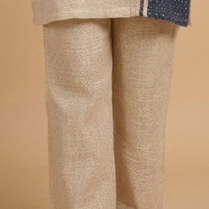 Blue and Beige Jute Coord Set with Sequins Work