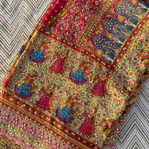 Multicolour Tissue Saree Embellished With Kundan, Sequins & Cut Dana Work