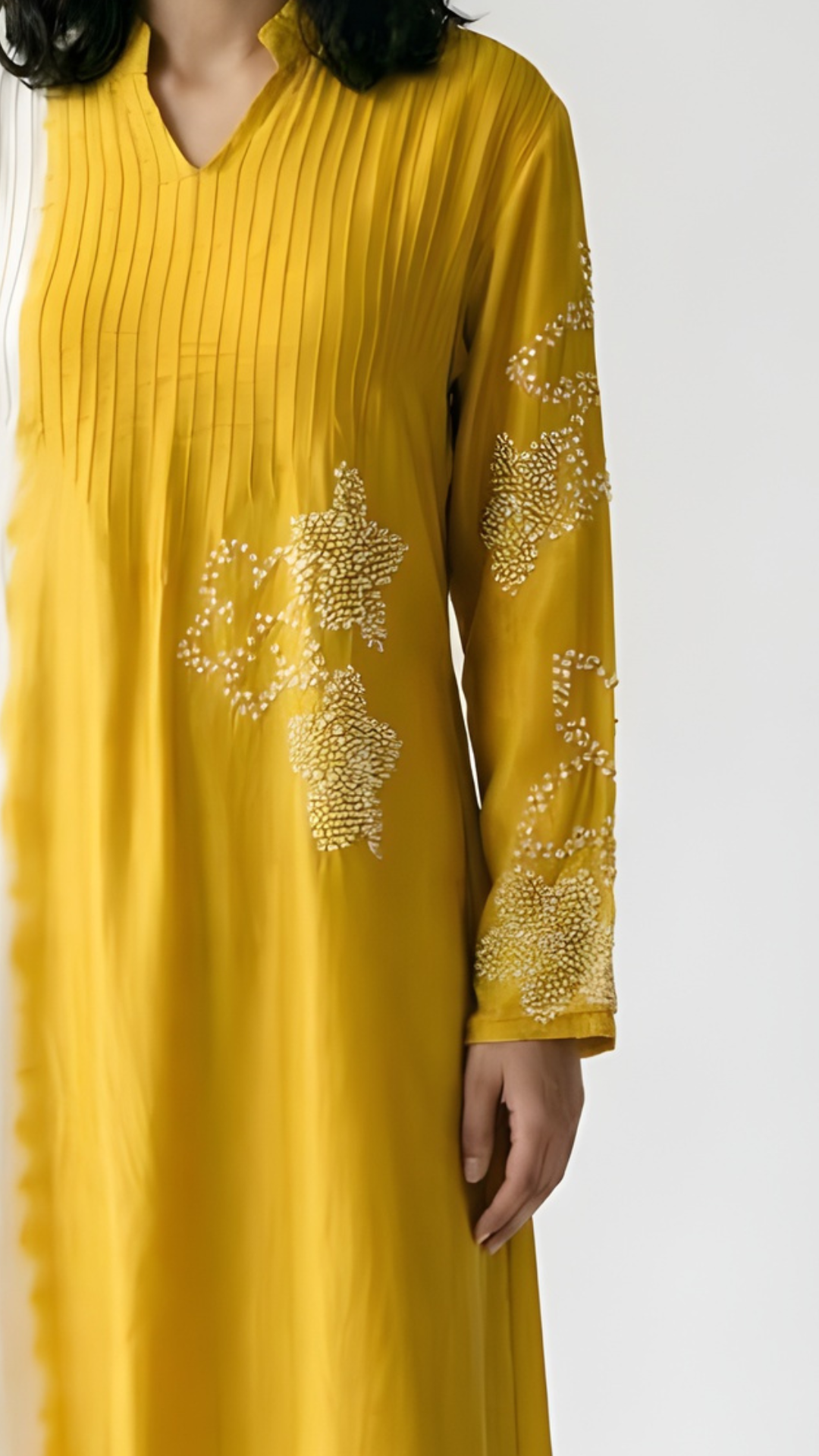 Yellow Cotton Silk Coord Set with Sequin and Moti Work