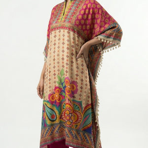Multicolour Muslin Crepe Coord Set with Digital Print & Mirror Detailing