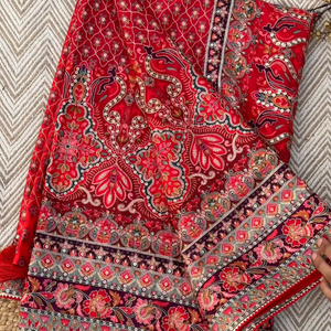 Maroon Digital Printed Silk Ready Made Saree Embellished With Sequins & Zari Work