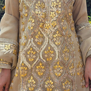 Golden Tissue Indo-Western with Gota Patti Work
