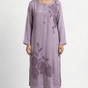 Lavender Chinon Suit Embellished with Cutdana Detailing