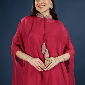 Red Organza Indo Western with Cutdana and Sequins Embroidery