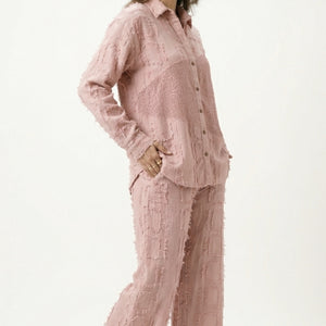 Peach Jute Coord Set with Mash Paneling Detailing