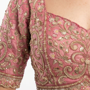 Ivory Silk Saree with Stitched Blouse and Zari, Cutdana & Sequins Work