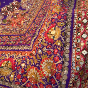 Rani Crepe Saree Embellished With Sequins & Mirror Work
