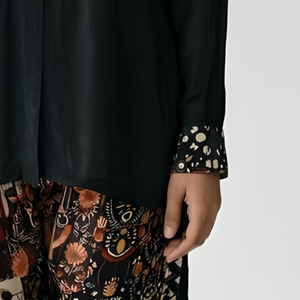 Black Crepe Coord Set with Sequin, Beadwork and Cut Dana