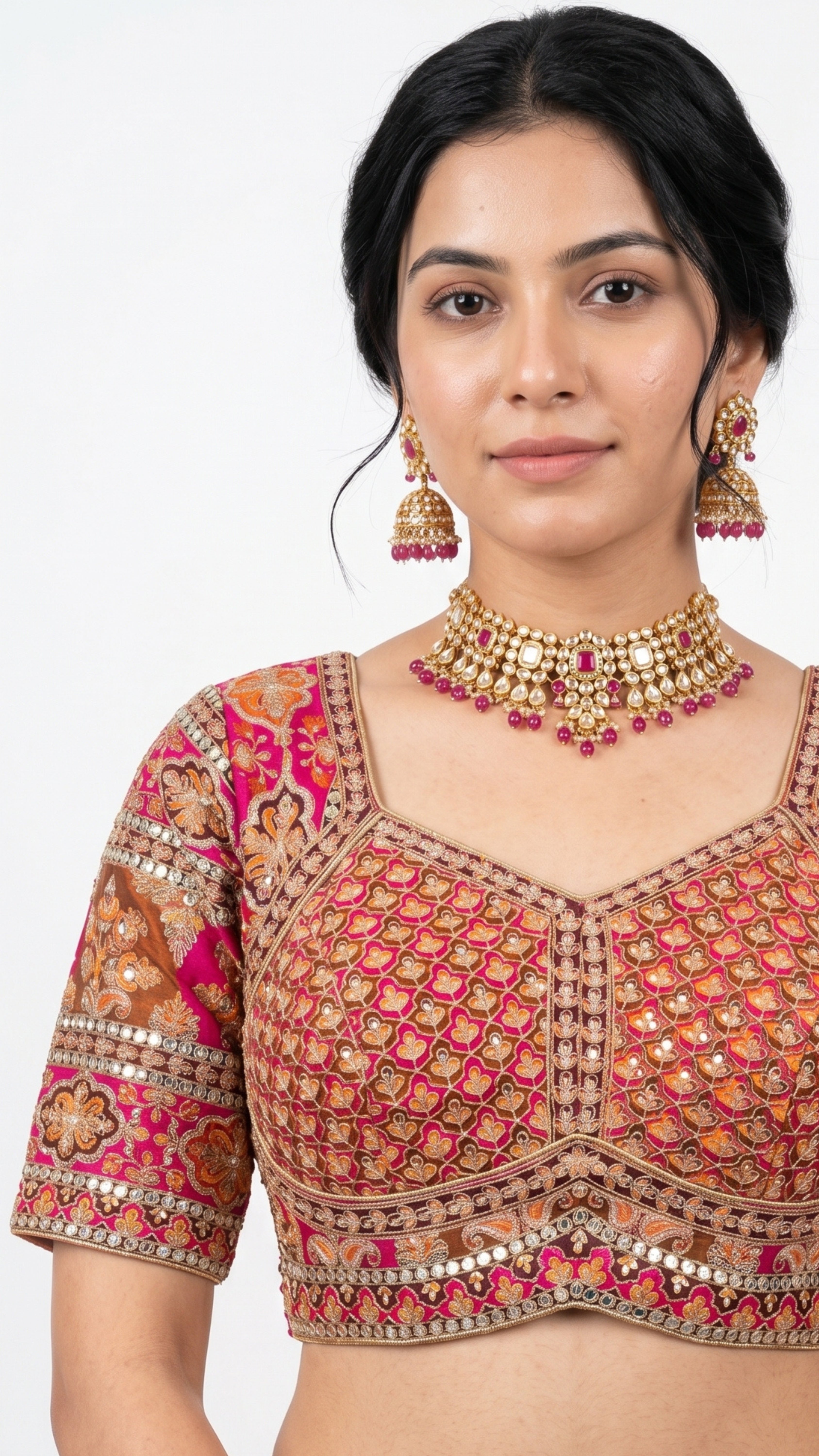 Maroon & Pink Banarasi Silk Saree with Heavy Zari and Sequins Work