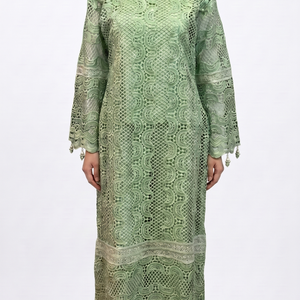 Green Muslin Cutwork lace and  Pearl Sequins