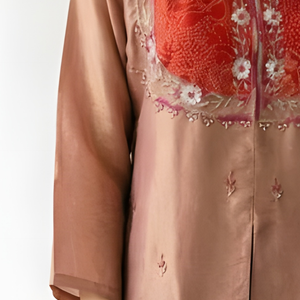 Brown Tissue Fabric Coord Set with Dabka, Cutdana & Sequins Detailing