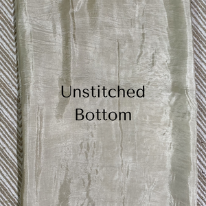 Beige Tissue Unstitched Suit  Thread Work With Zari Work and  Mirror Work