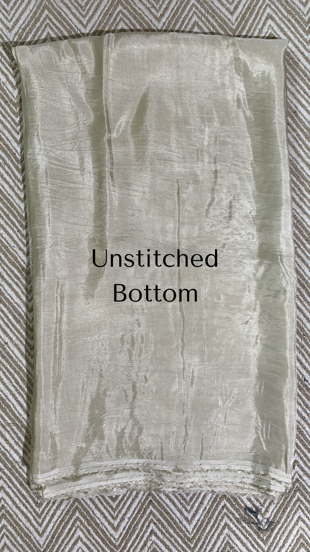 Beige Tissue Unstitched Suit  Thread Work With Zari Work and  Mirror Work