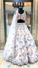 Load image into Gallery viewer, White Net Lehenga With Thread And sequence Work
