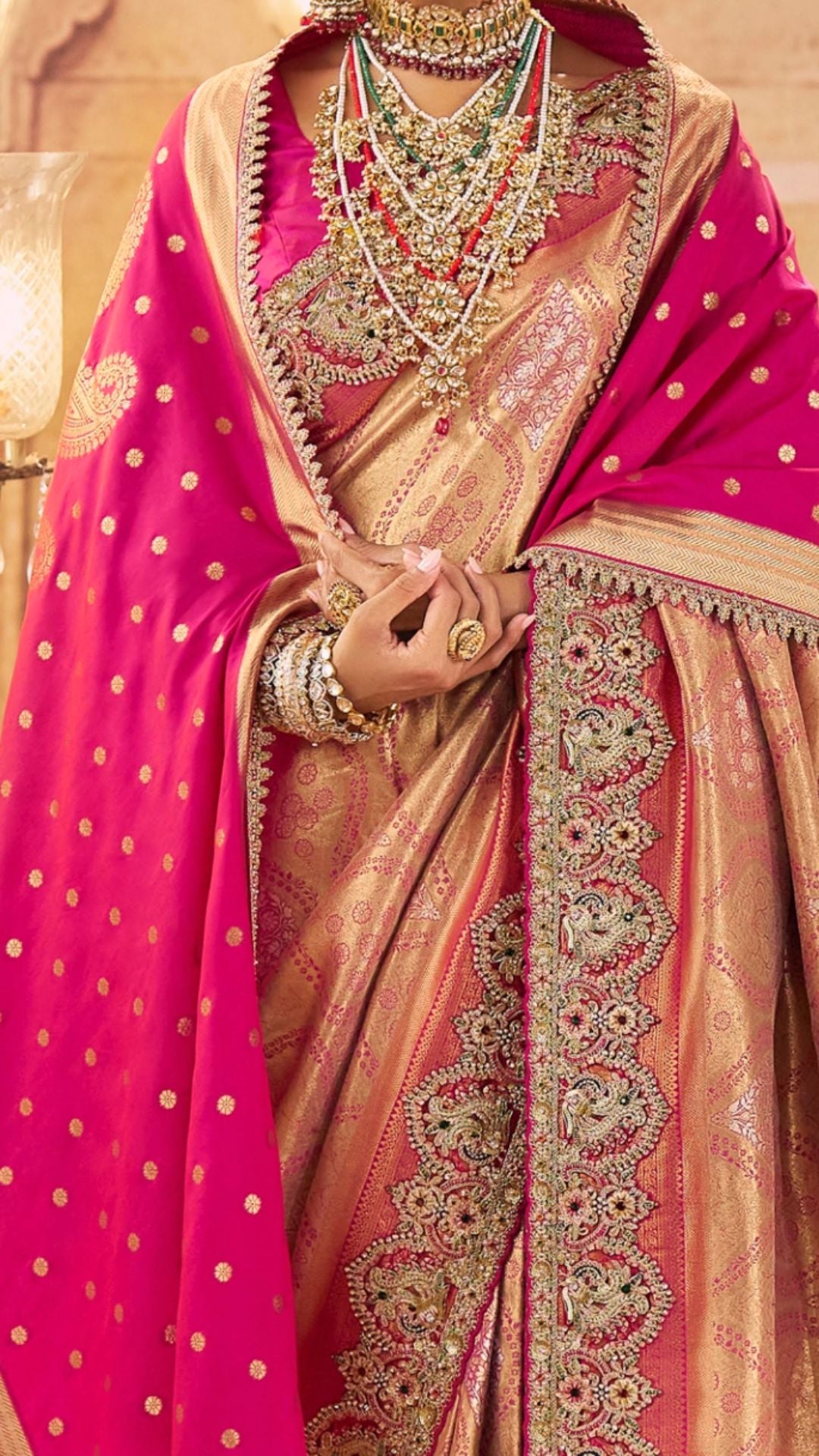 Pink Kadwa Kasab Silk Embroidered Saree and Dupatta