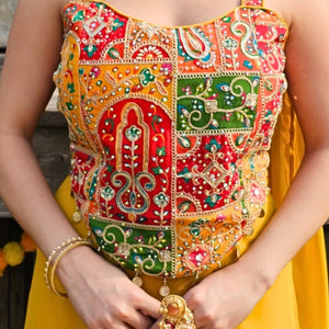 Mustard Georgette Indo-Western with Zari & Stone Work
