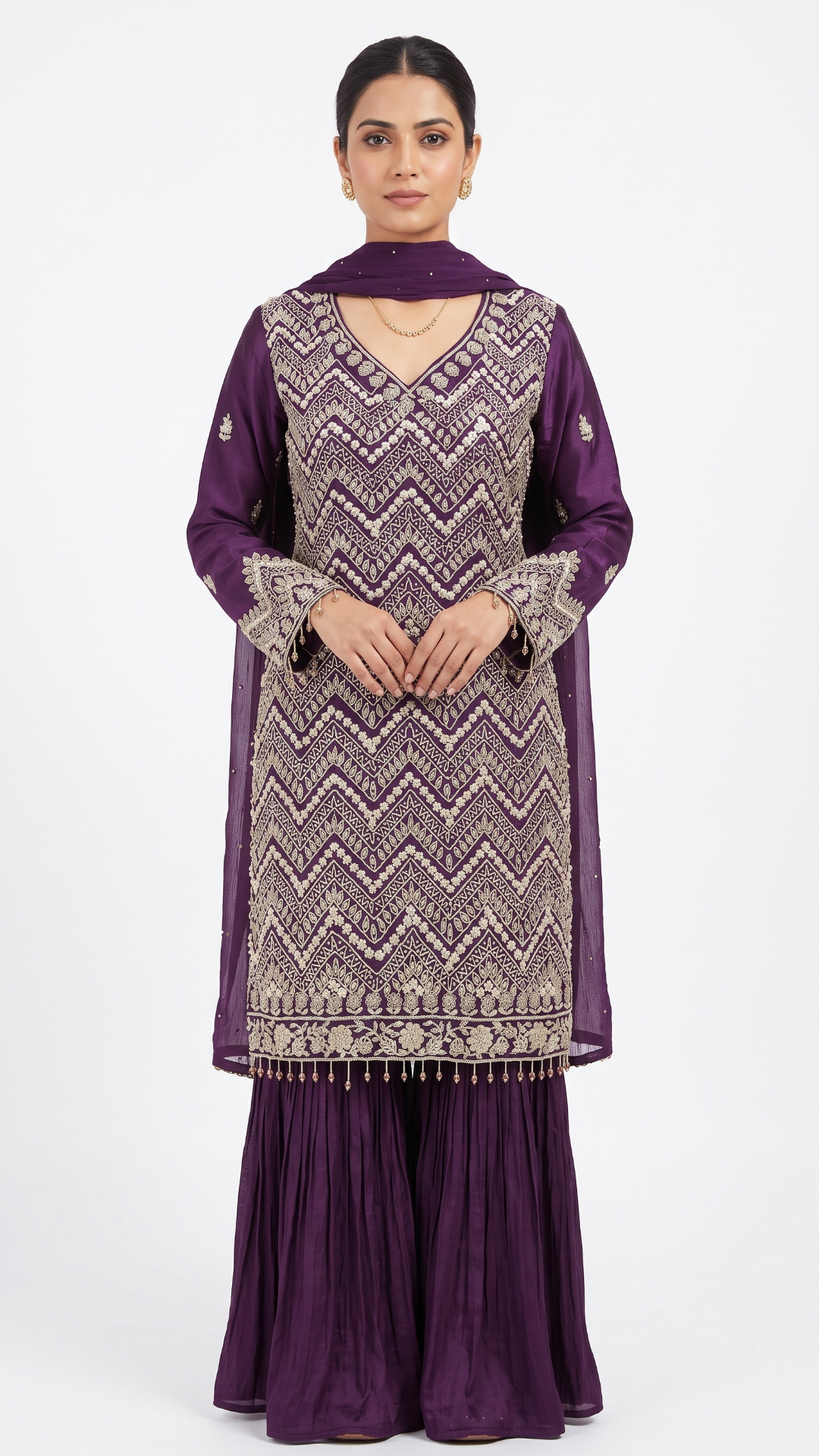 Purple Crepe Fabric  Cut dana Sitara  Sequins
