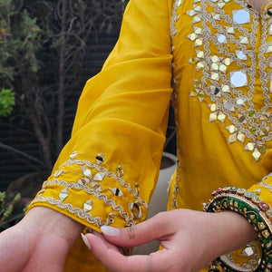 Chinon Indo-Western Embellished with Zari & Mirror Work