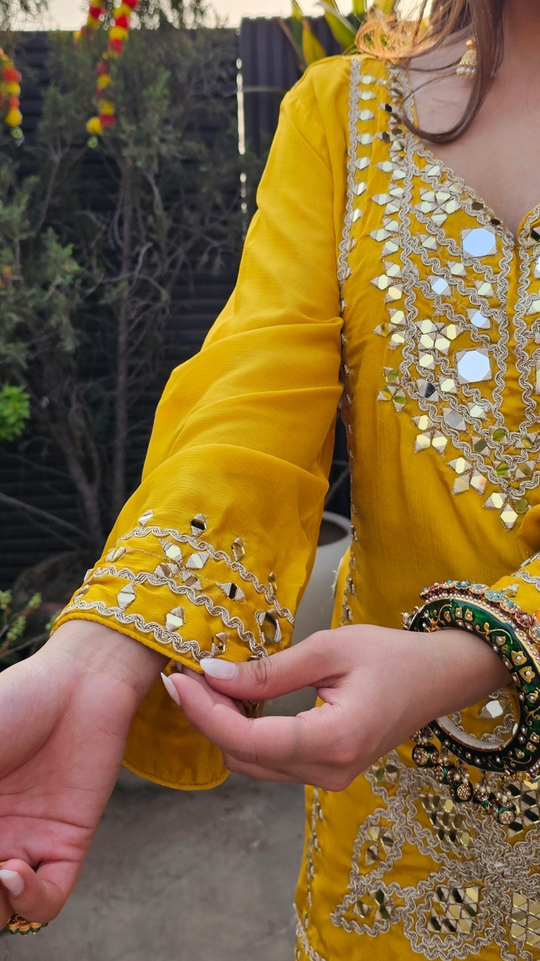 Chinon Indo-Western Embellished with Zari & Mirror Work