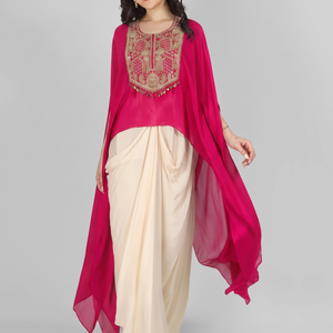 Rani Chinon Indo Western with Cutdana and Sequins Embroidery