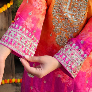 Ombre Uppada Silk Indo-Western with Zari, Sequin & Digital Print