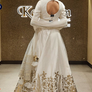 Ivory White Raw Silk Lehenga with Dupatta