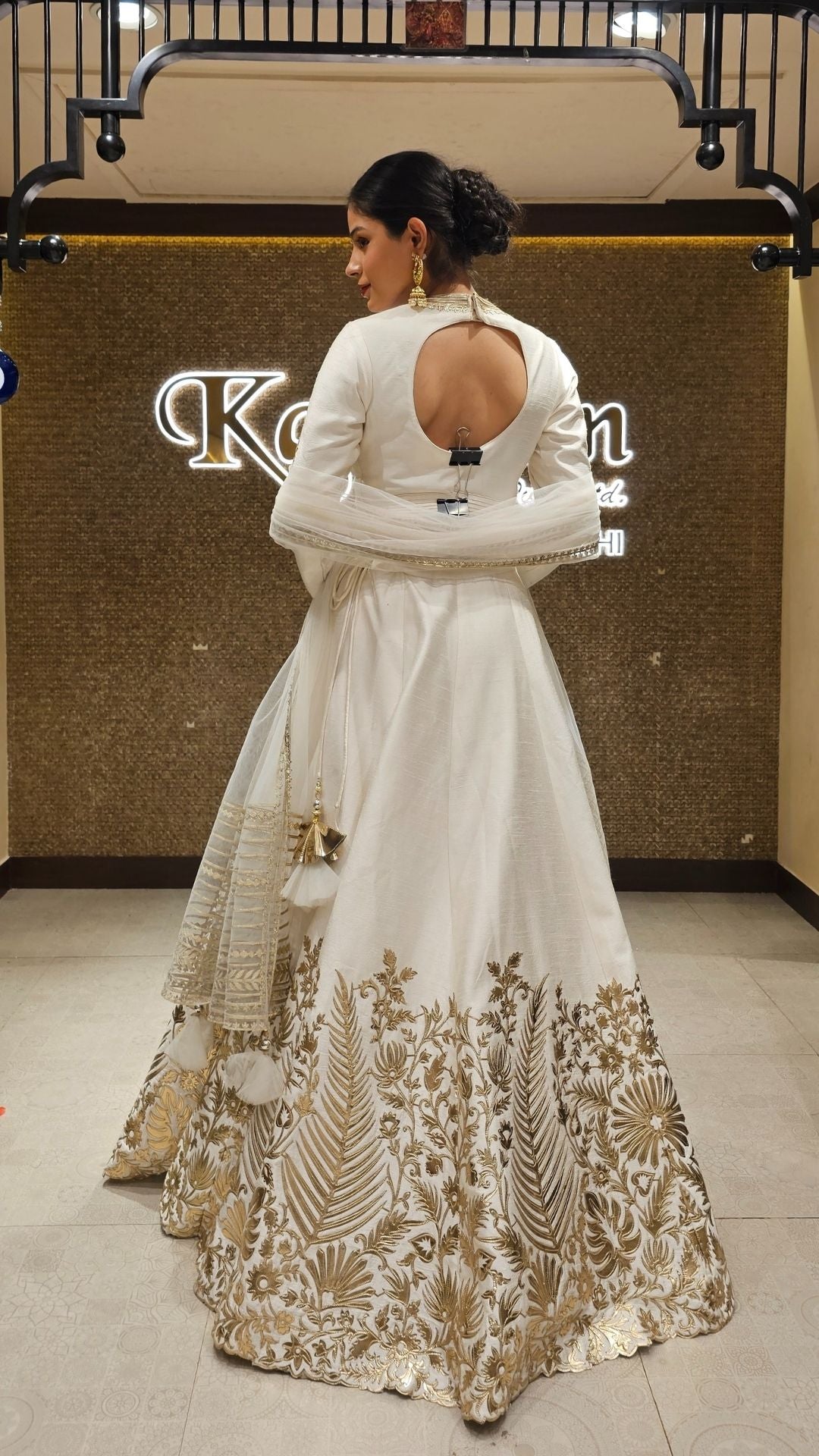 Ivory White Raw Silk Lehenga with Dupatta