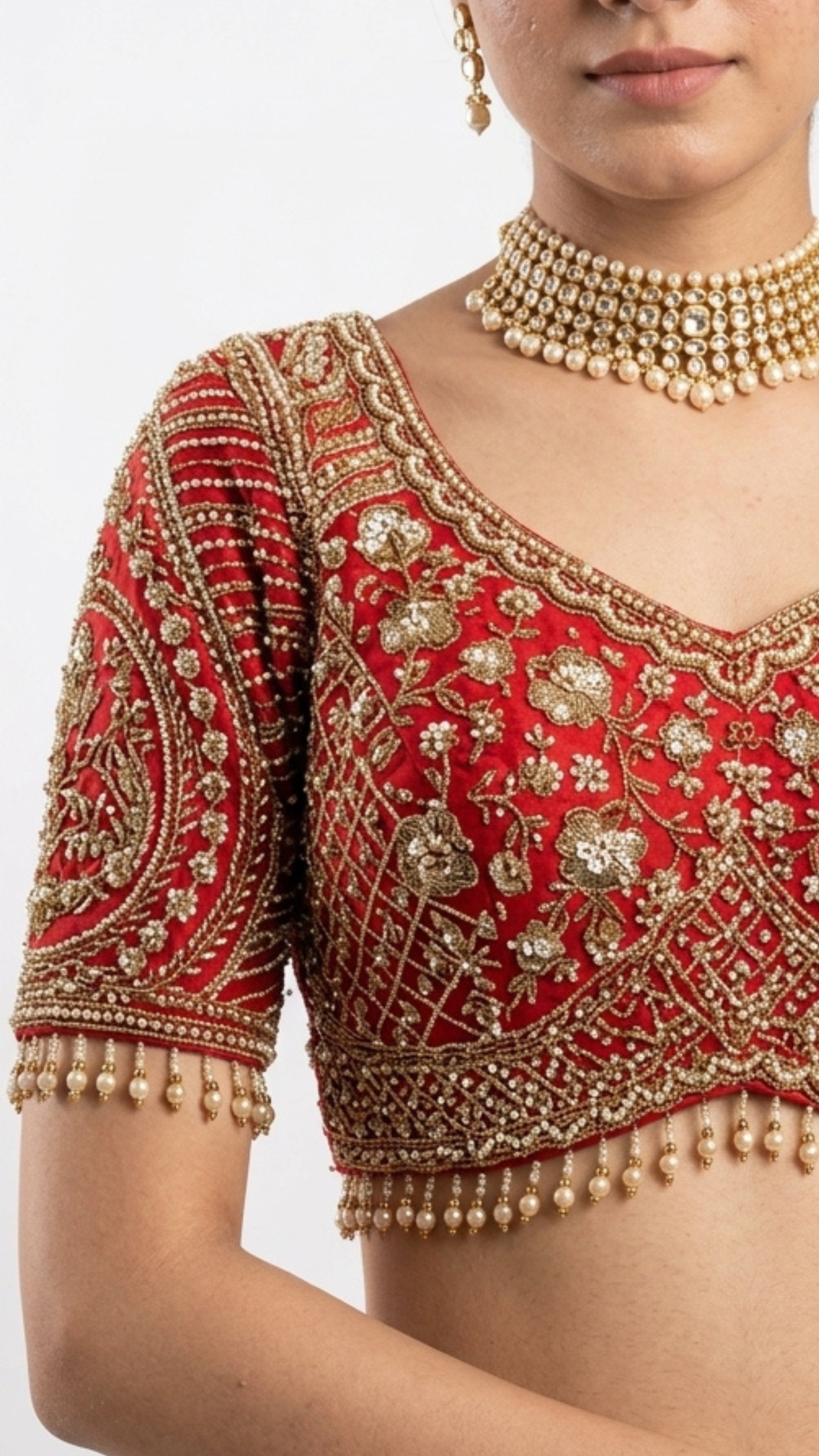 Golden Tissue Saree With Moti, Cutdana & Sequins Work