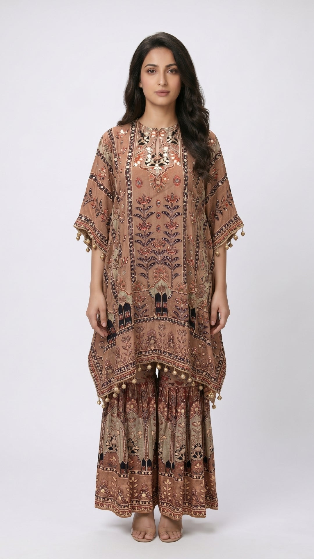 Crepe Indo-Western with Digital Print, Mirror, Sequin & Gota Patti Work