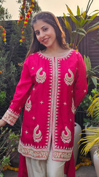 Rani Dola Silk Indo-Western with Dori, Moti & Sequin Work