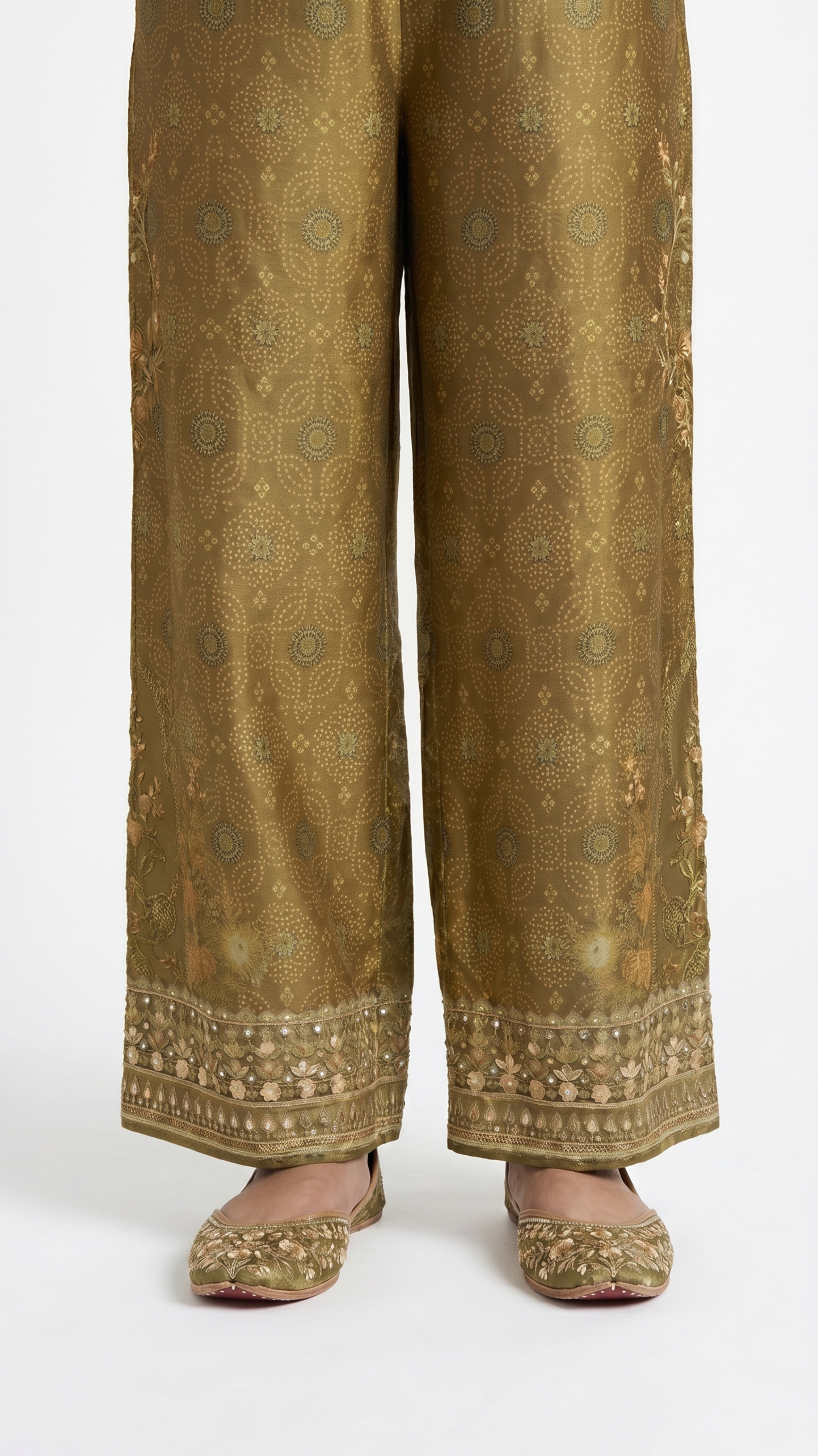 Golden Digital Printed Tissue Kaftan Style Co-ord Set with Gotta Patti & Sequins Work