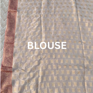 Fawn Tissue Unstitched Saree Embellished With Moti, Sequins, Zari & Cutdana Work